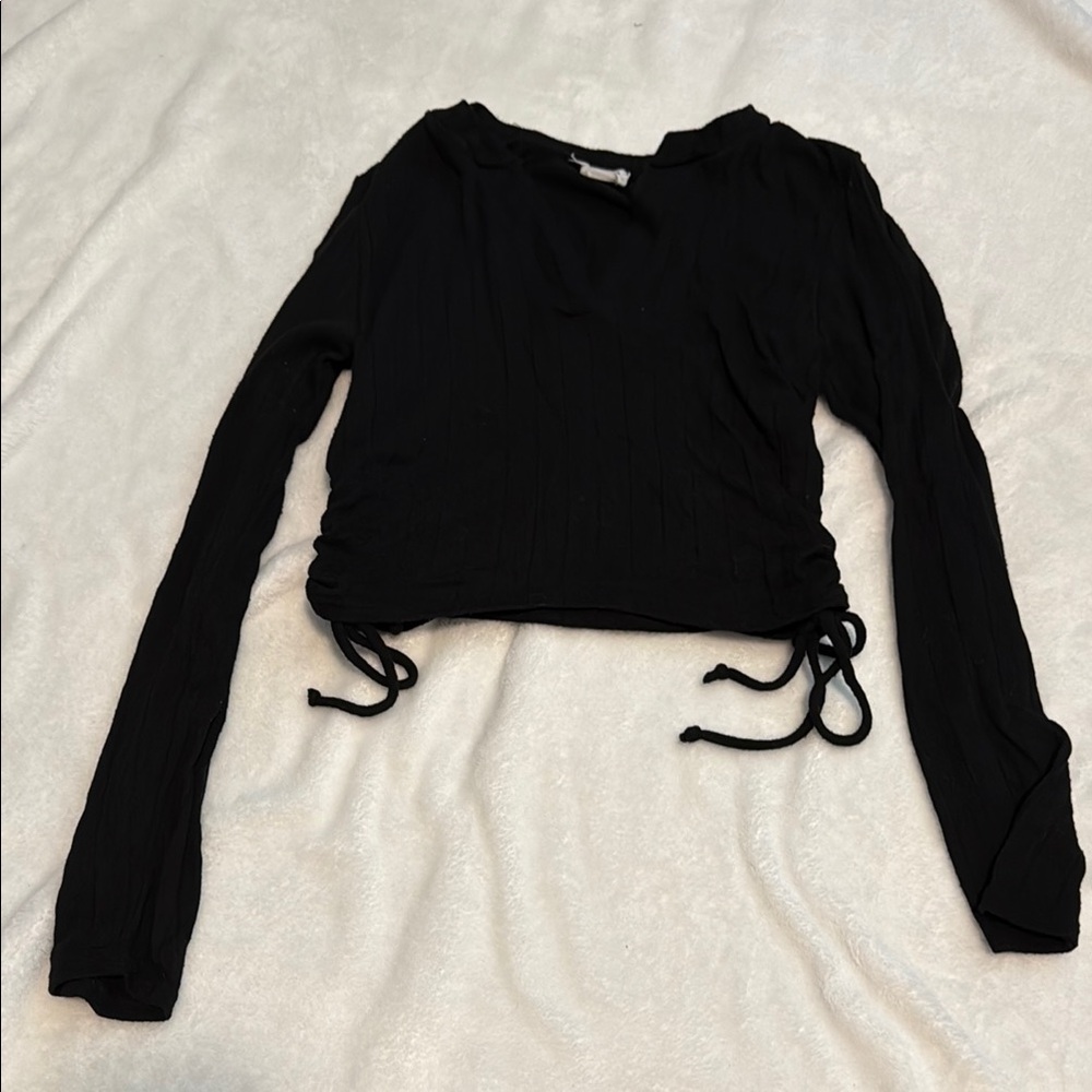 Black Long Sleeve Ruched Top